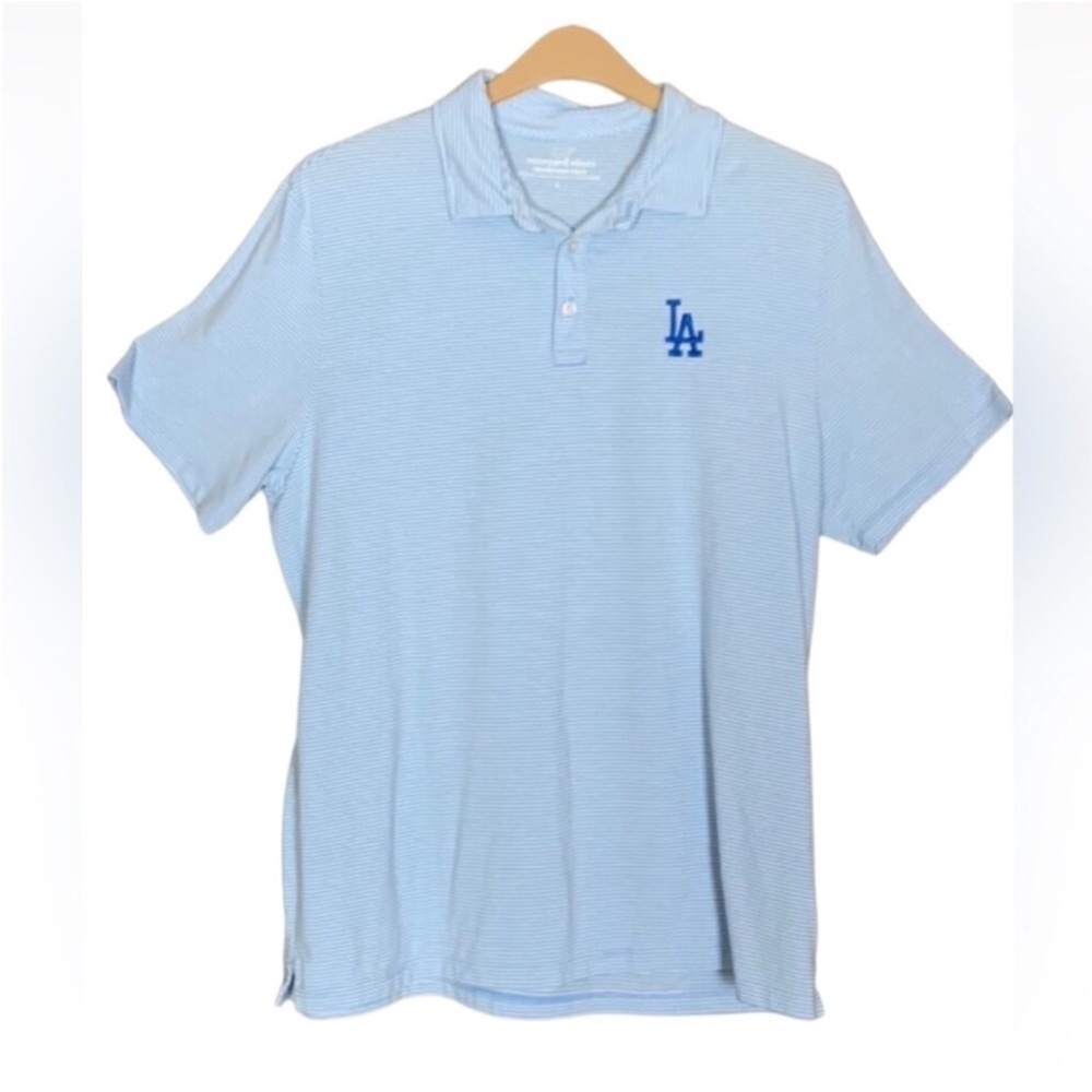 Vineyard Vines Edgartown polo shirt LA Dodgers blue and white stripe Size Large